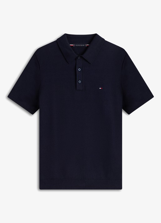 Tommy Hilfiger Regular fit polo met logoborduring - voorkant 5 blauw