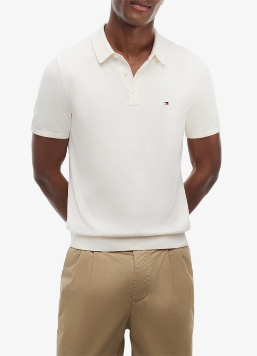 Tommy Hilfiger Regular fit polo met logoborduring - detail 2 gebroken wit