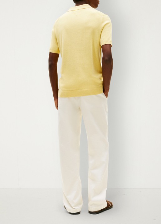 Tommy Hilfiger Regular fit polo met logoborduring - achterkant 3 geel