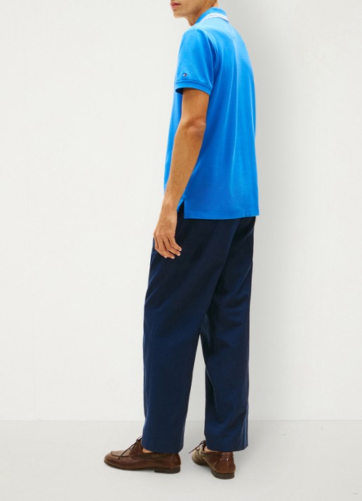 Tommy Hilfiger Regular fit polo met logoborduring - achterkant royaalblauw
