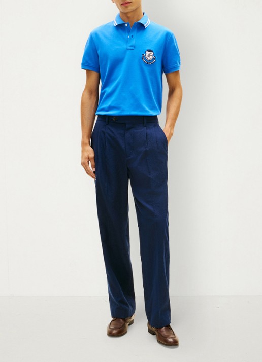 Tommy Hilfiger Regular fit polo met logoborduring - voorkant 3 royaalblauw