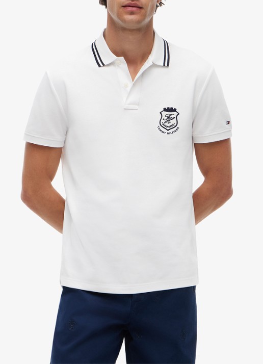 Tommy Hilfiger Regular fit polo met logoborduring - detail 2 wit