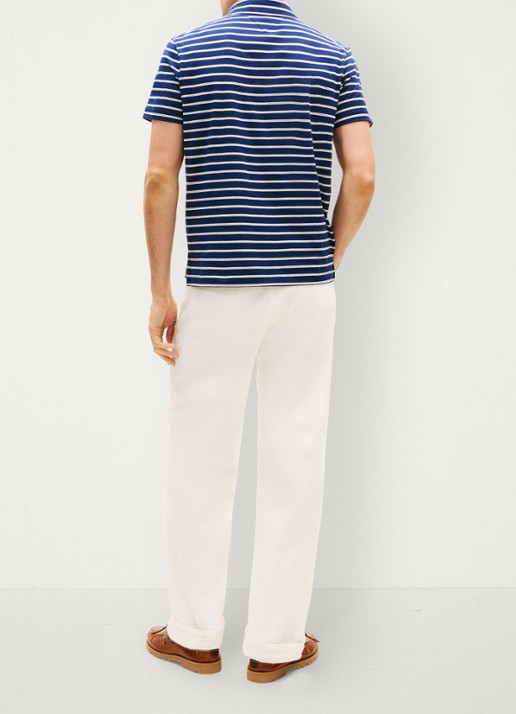 Tommy Hilfiger Regular fit polo met streepprint en borstzak - achterkant donkerblauw