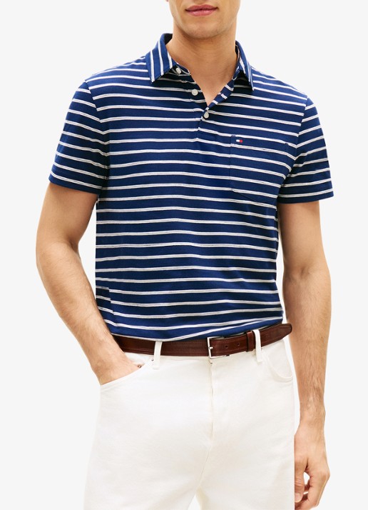 Tommy Hilfiger Regular fit polo met streepprint en borstzak
