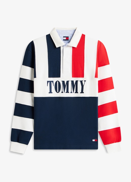 Tommy Hilfiger Regular fit polo met streepprint - voorkant 4 dark night navy-c1g