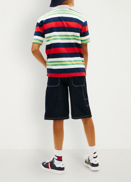Tommy Hilfiger Regular fit polo met streepprint - achterkant 5 rood