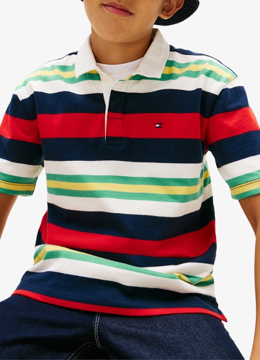 Tommy Hilfiger Regular fit polo met streepprint - detail 4 rood