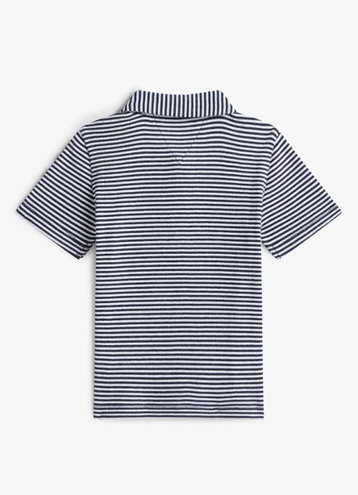 Tommy Hilfiger Regular fit polo met streepprint - achterkant donkerblauw