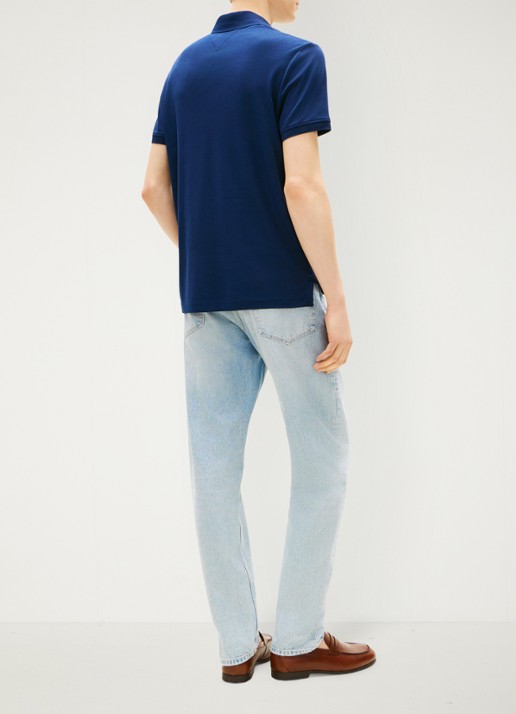 Tommy Hilfiger Regular fit polo van katoen - achterkant 5 donkerblauw