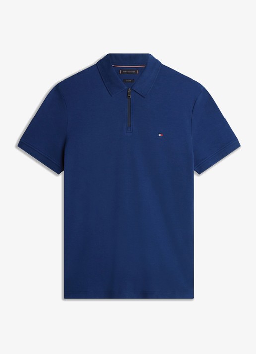 Tommy Hilfiger Regular fit polo van katoen - voorkant 3 donkerblauw