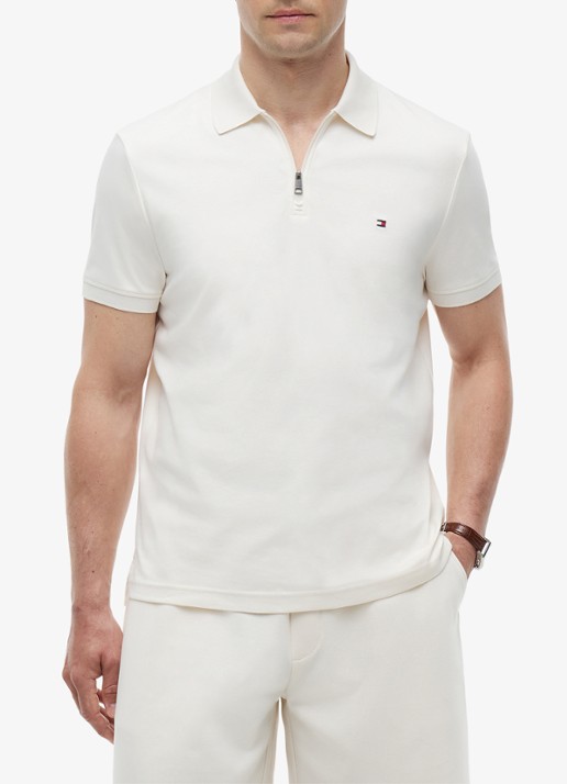 Tommy Hilfiger Regular fit polo van katoen - detail 4 ivoor