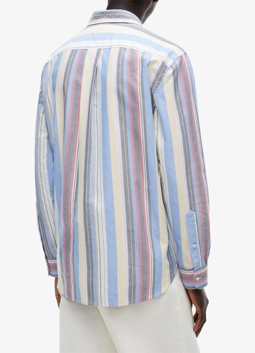 Tommy Hilfiger Relaxed fit overhemd met streepprint - achterkant blauw