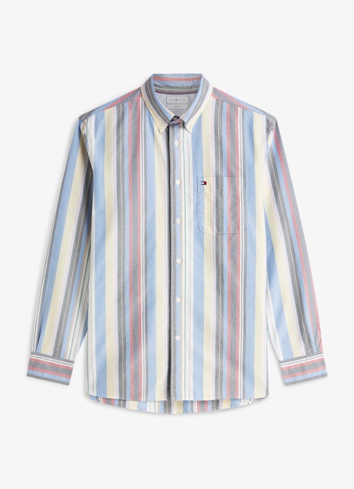 Tommy Hilfiger Relaxed fit overhemd met streepprint - voorkant 2 blauw