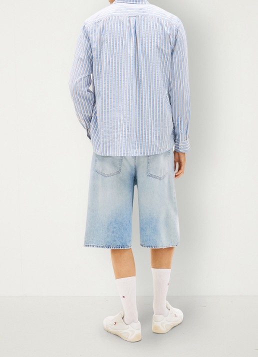 Tommy Hilfiger Relaxed fit overshirt met streepprint - achterkant 5 denim