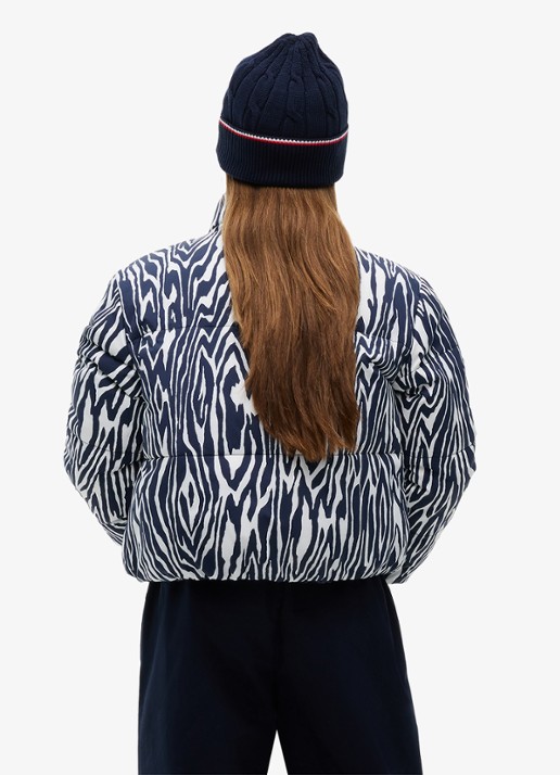 Tommy Hilfiger Reversible puffer jas met dierenprint  - achterkant 3 blauw