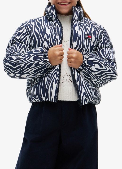 Tommy Hilfiger Reversible puffer jas met dierenprint  - detail 4 blauw