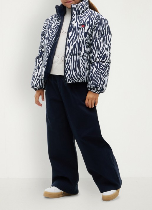 Tommy Hilfiger Reversible puffer jas met dierenprint  - voorkant 2 blauw