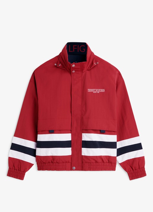 Tommy Hilfiger Reversible regenjack met logo - voorkant 2 rood