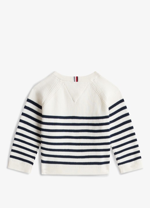 Tommy Hilfiger Ribgebreid vest met streepprint - detail 2 ivoor