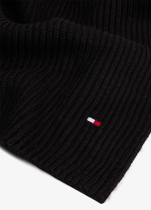 Tommy Hilfiger Ribgebreide sjaal in kasjmierblend 185 x25 cm - detail 2 zwart