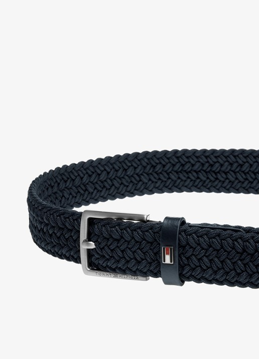 Tommy Hilfiger Riem met gevlochten detail - detail donkerblauw