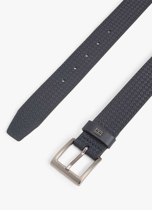 Tommy Hilfiger Riem met logoprint - voorkant 3 donkerblauw