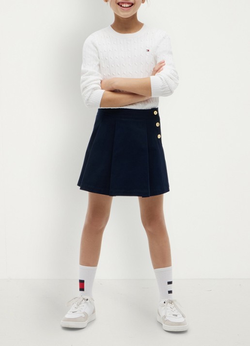 Tommy Hilfiger Rok met logoborduring - voorkant 5 donkerblauw