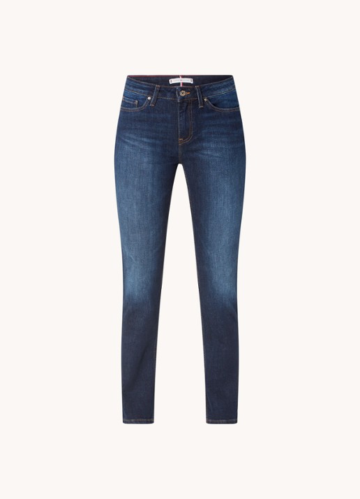 Tommy Hilfiger Rome mid waist slim fit jeans met donkere wassing - voorkant 2 indigo