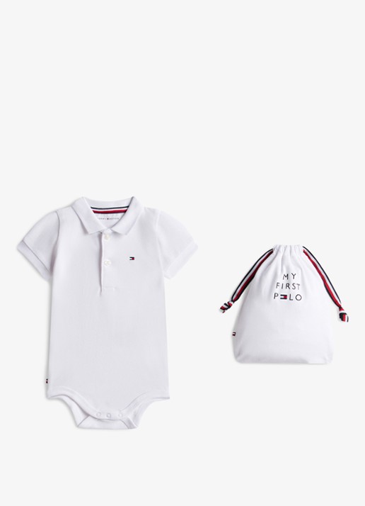 Tommy Hilfiger Romper in cadeauset van katoen - voorkant wit