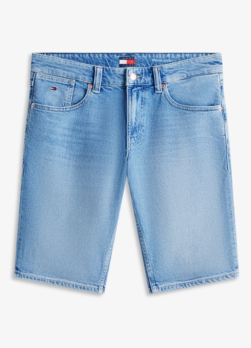 Tommy Hilfiger Ronnie slim fit korte broek van denim - voorkant indigo