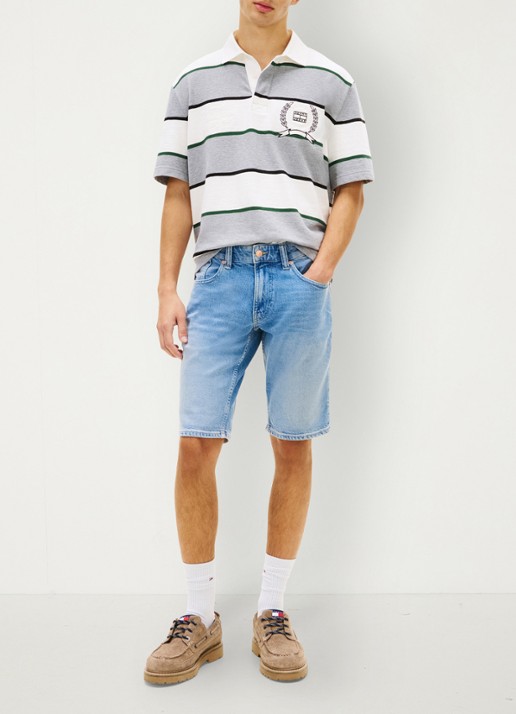 Tommy Hilfiger Ronnie slim fit korte broek van denim - voorkant 2 indigo