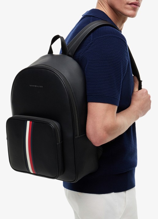 Tommy Hilfiger Rugzak met logo - voorkant 3 diepzwart