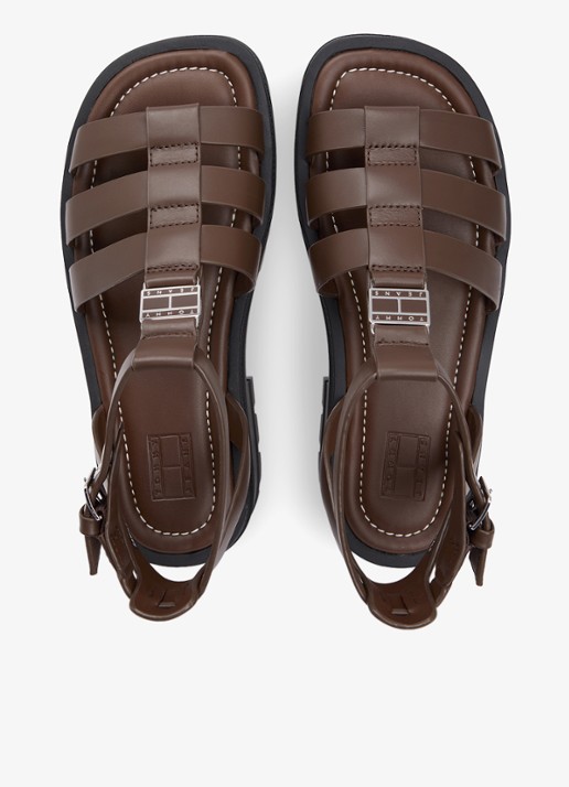 Tommy Hilfiger Sandaal van kalfsleer met plateauzool - detail donkerbruin