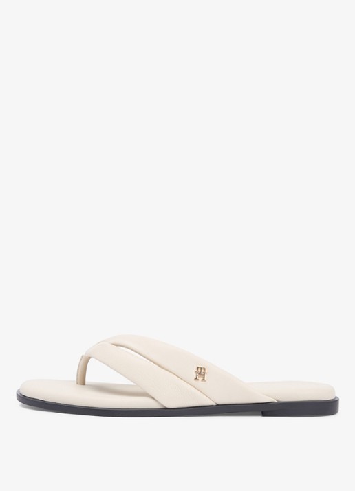 Tommy Hilfiger Sandaal van leer met logo - detail gebroken wit