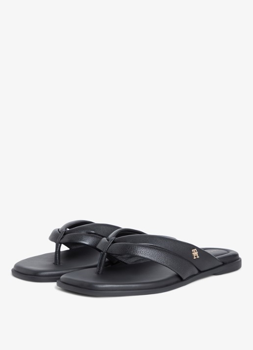 Tommy Hilfiger Sandalen van leer - detail 2 zwart