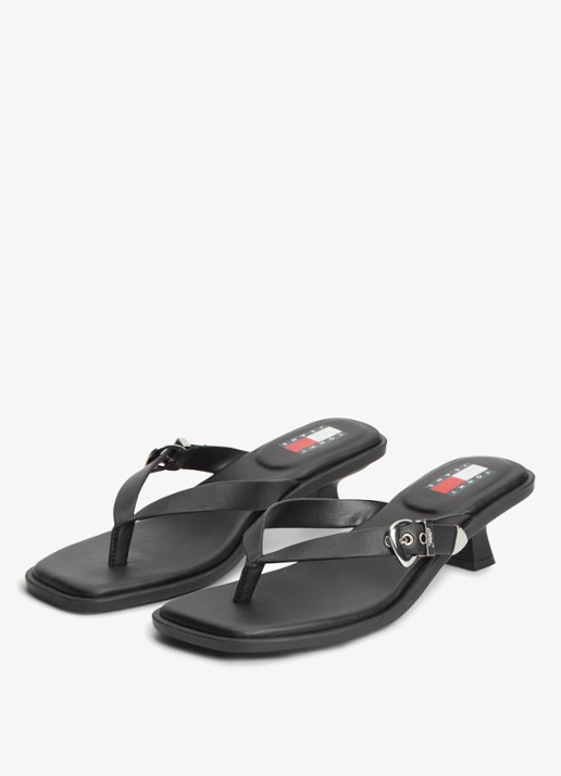 Tommy Hilfiger Sandalette van leer - detail 2 zwart