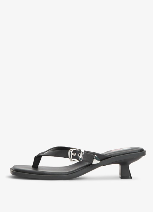 Tommy Hilfiger Sandalette van leer - detail 3 zwart