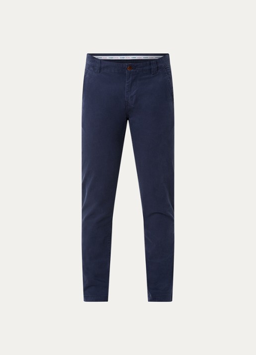 Tommy Hilfiger Scanton slim fit chino met steekzakken - voorkant donkerblauw
