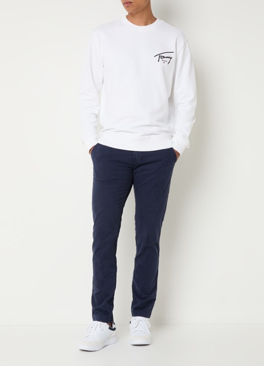 Tommy Hilfiger Scanton slim fit chino met steekzakken - voorkant 2 donkerblauw