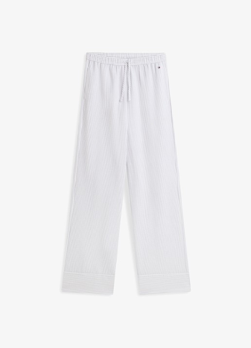 Tommy Hilfiger Seersucker pyjamabroek met streeprint - voorkant 4 lichtblauw