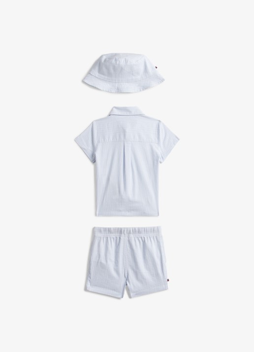 Tommy Hilfiger Set van blouse, korte broek en hoed in giftbox 3-delig - achterkant 3 lichtblauw