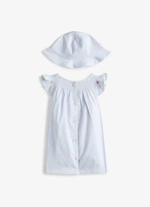 Tommy Hilfiger Set van jurk, bloomer en hoed in giftbox 3-delig - achterkant 3 lichtblauw