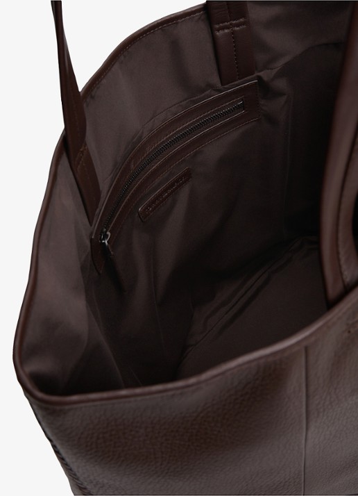 Tommy Hilfiger Shopper met logo - detail 2 donkerbruin
