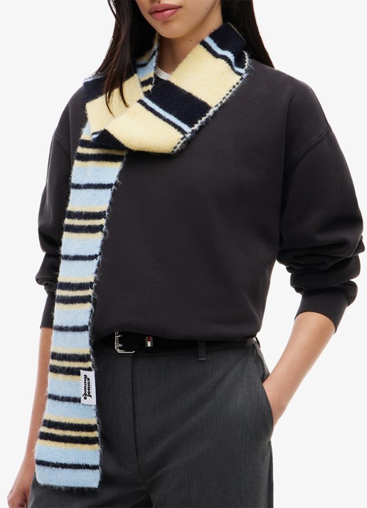 Tommy Hilfiger Sjaal in alpaca wolblend met streepdessin  - detail geel
