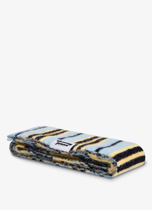 Tommy Hilfiger Sjaal in alpaca wolblend met streepdessin  - detail 2 geel