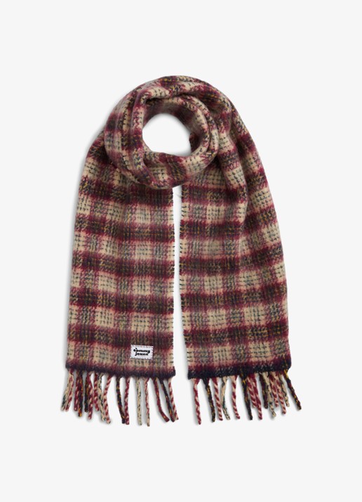Tommy Hilfiger Sjaal in wolblend met franjes  - voorkant beige