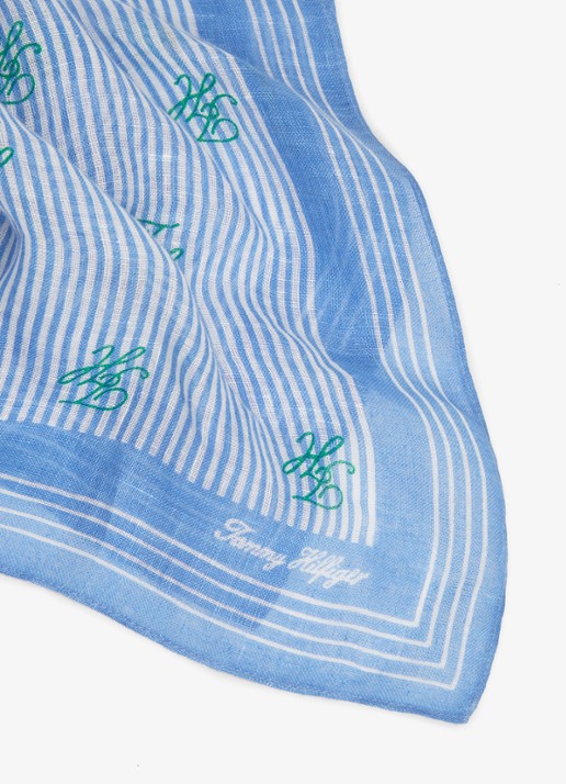 Tommy Hilfiger Sjaal van linnen met streepprint - achterkant blauw