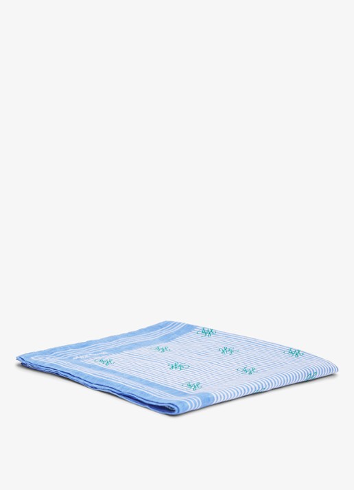 Tommy Hilfiger Sjaal van linnen met streepprint - voorkant 4 blauw