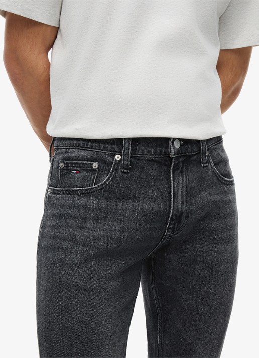 Tommy Hilfiger Slim fit jeans met gekleurde wassing - detail 4 zwart