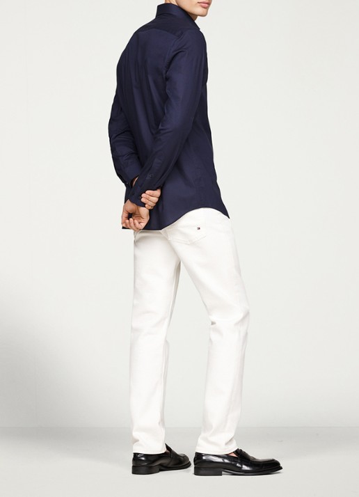 Tommy Hilfiger Slim fit overhemd met logo - detail 2 donkerblauw